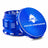 Kozo 2.5 inch aircraft-grade aluminum grinder in blue, angled view with the lid tilted open and logo visible
