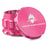 Kozo 2.5 inch aircraft-grade aluminum grinder in pink, angled view with the lid tilted open and logo visible