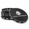 Kozo 4 inch aircraft-grade aluminum grinder in black, angled view with the lid tilted open and logo visible