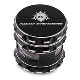 Kozo 2.5 inch window grinder in black, closed three-quarter view with the window and grip slots visible