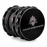 Kozo 2.5 inch window grinder in black, side view of the closed body with the lid set at an angle