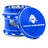 Kozo 2.5 inch window grinder in blue, angled view with the lid tilted open and side window visible