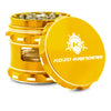 Kozo 2.5 inch window grinder in gold, angled view with the lid tilted open and side window visible