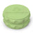 Kozo 2.5 inch two-piece hemp grinder in green, closed view of the matte textured body with the Kozo logo on the lid