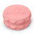 Kozo 2.5 inch two-piece hemp grinder in pink, closed view of the matte textured body with the Kozo logo on the lid