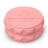 Kozo 2.5 inch two-piece hemp grinder in pink, closed view of the matte textured body with the Kozo logo on the lid