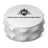 Kozo 2.5 inch two-piece non-stick aluminum grinder in white, closed front view with the Kozo logo on the lid