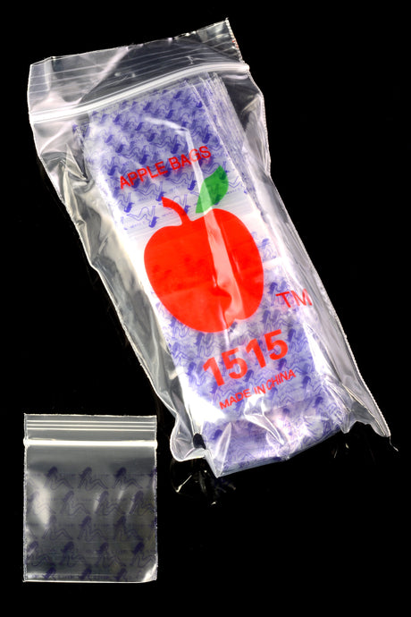 Apple Bags Mini Zip Baggies – 1 1/2″ × 1 1/2″ – 1000 Pack