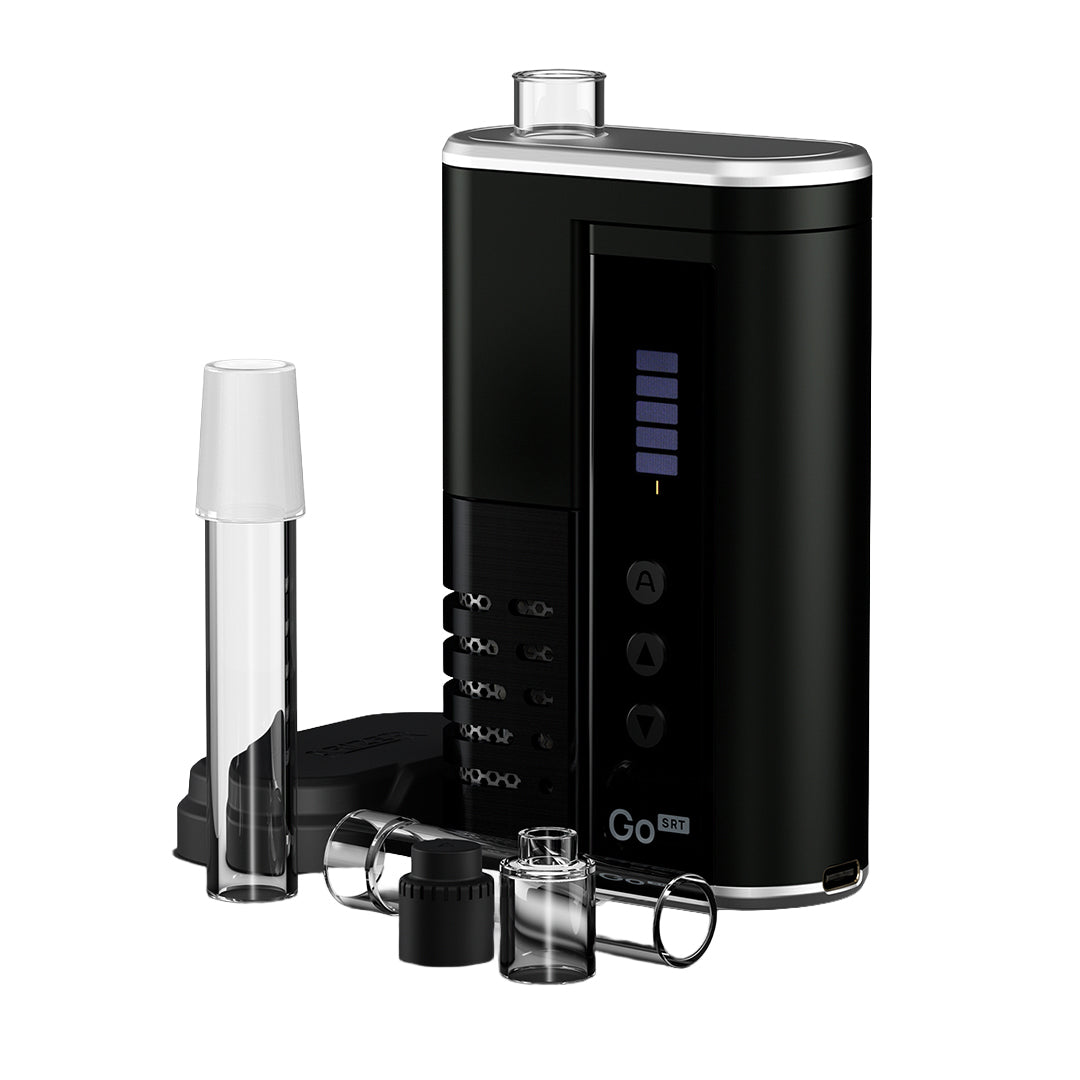 Arizer Go SRT vaporizer shown with USB-C charging cable