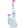 18" AFM Reversal Pink Glass Beaker Bong Bundle with AshCatcher - Front View