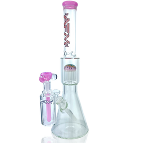 18" AFM Reversal Pink Glass Beaker Bong Bundle with AshCatcher - Front View