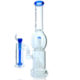 16" AFM Glass Beaker Bong with Quad Shower-head Perc in Ink Blue, Front View on White Background