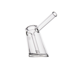 MJ Arsenal Fulcrum Bubbler made of Borosilicate glass, angled side view on a white background