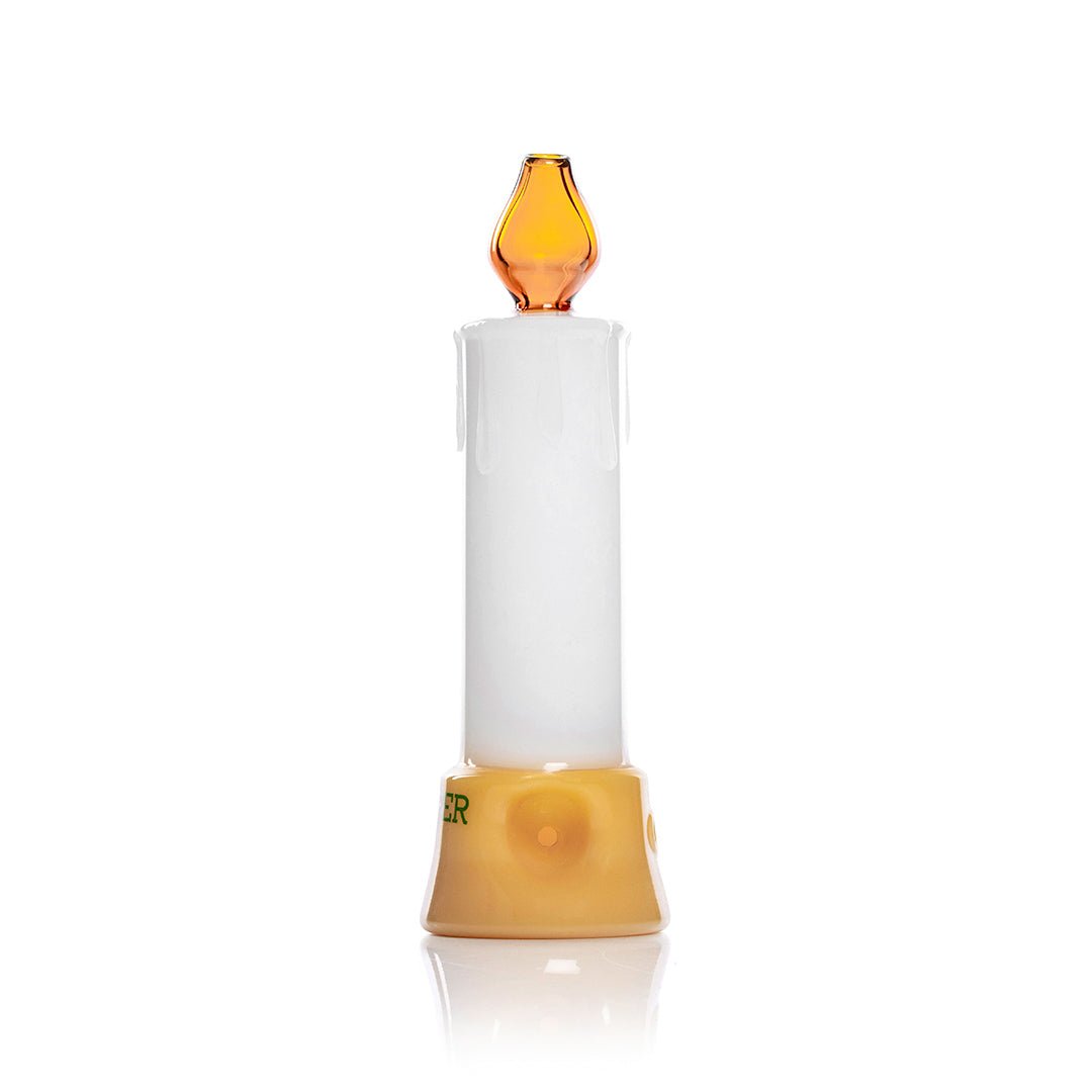 Hemper Tea Party Candle borosilicate glass pipe with left carb