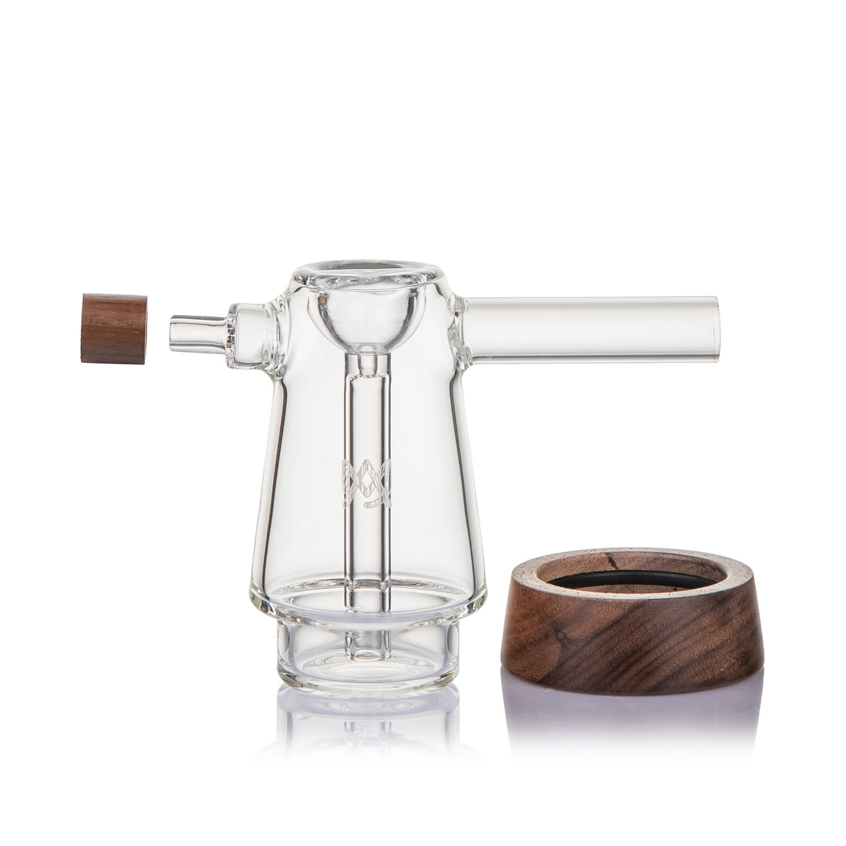 MJ Arsenal Alpine Mesa Glass Bubbler with wood accent base, borosilicate glass