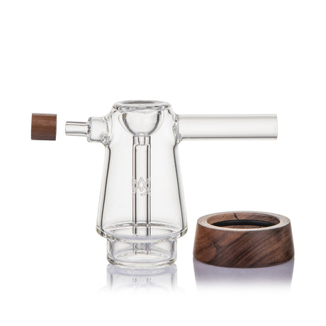 MJ Arsenal Alpine Mesa Glass Bubbler with wood accent base, borosilicate glass