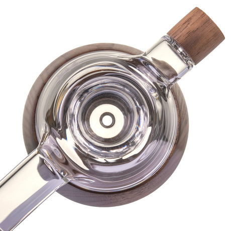 MJ Arsenal Base Camp borosilicate glass hand pipe with black walnut wood accents