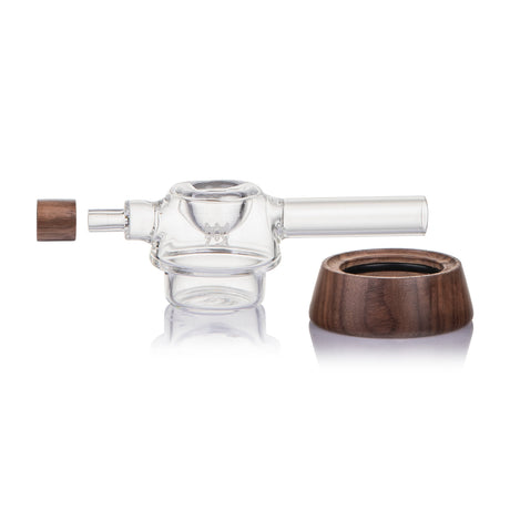MJ Arsenal Base Camp borosilicate glass hand pipe with black walnut wood accents