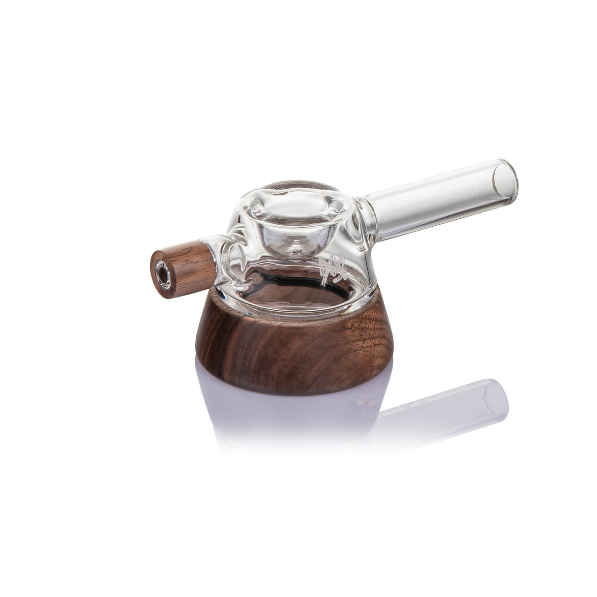 MJ Arsenal Base Camp borosilicate glass hand pipe with black walnut wood accents