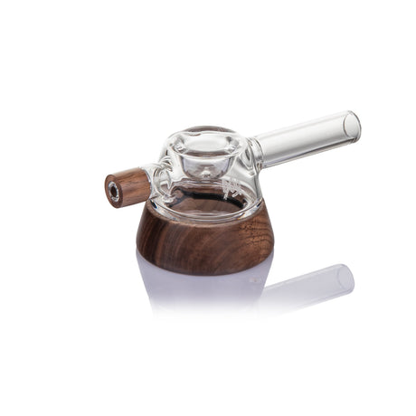 MJ Arsenal Base Camp borosilicate glass hand pipe with black walnut wood accents