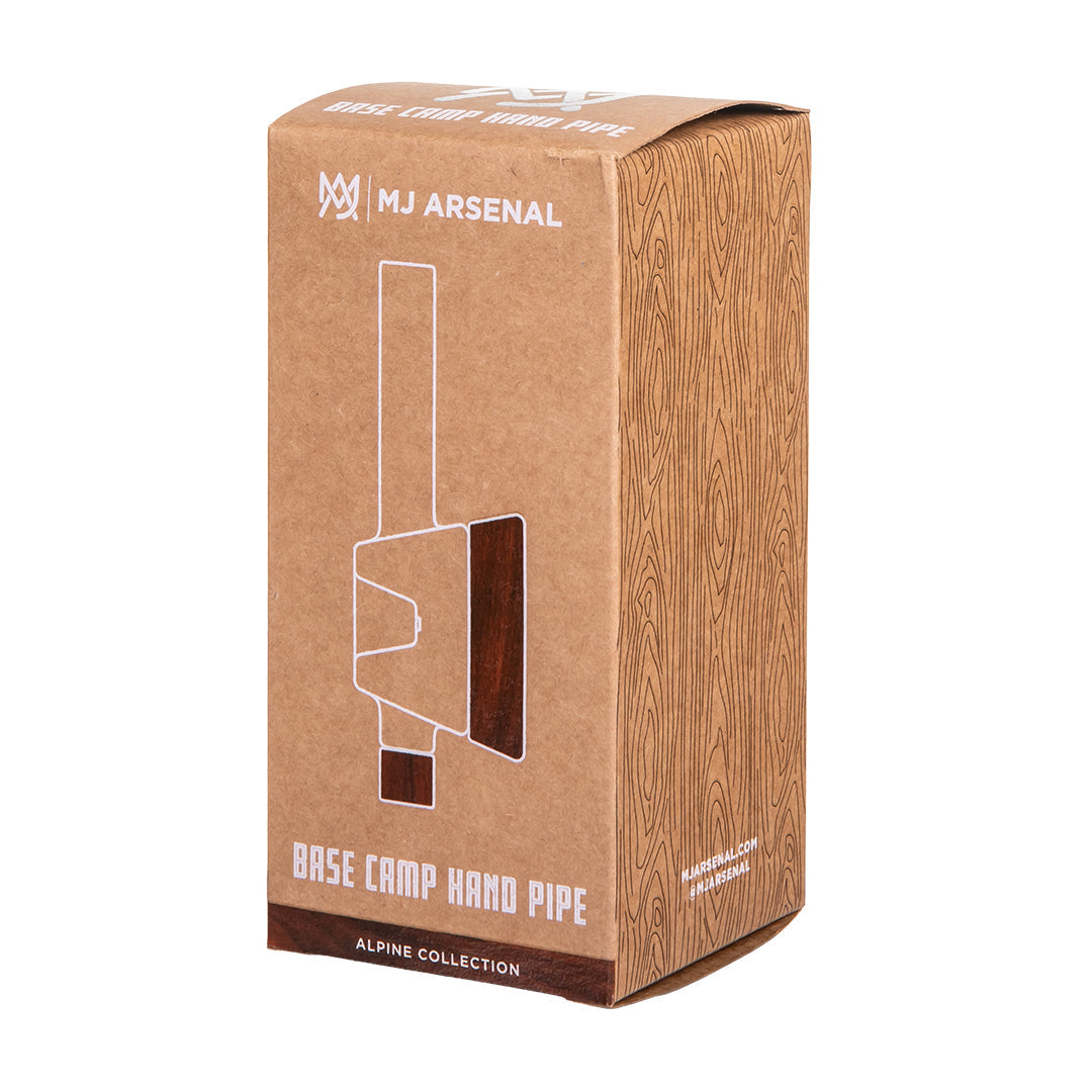 MJ Arsenal Base Camp borosilicate glass hand pipe with black walnut wood accents