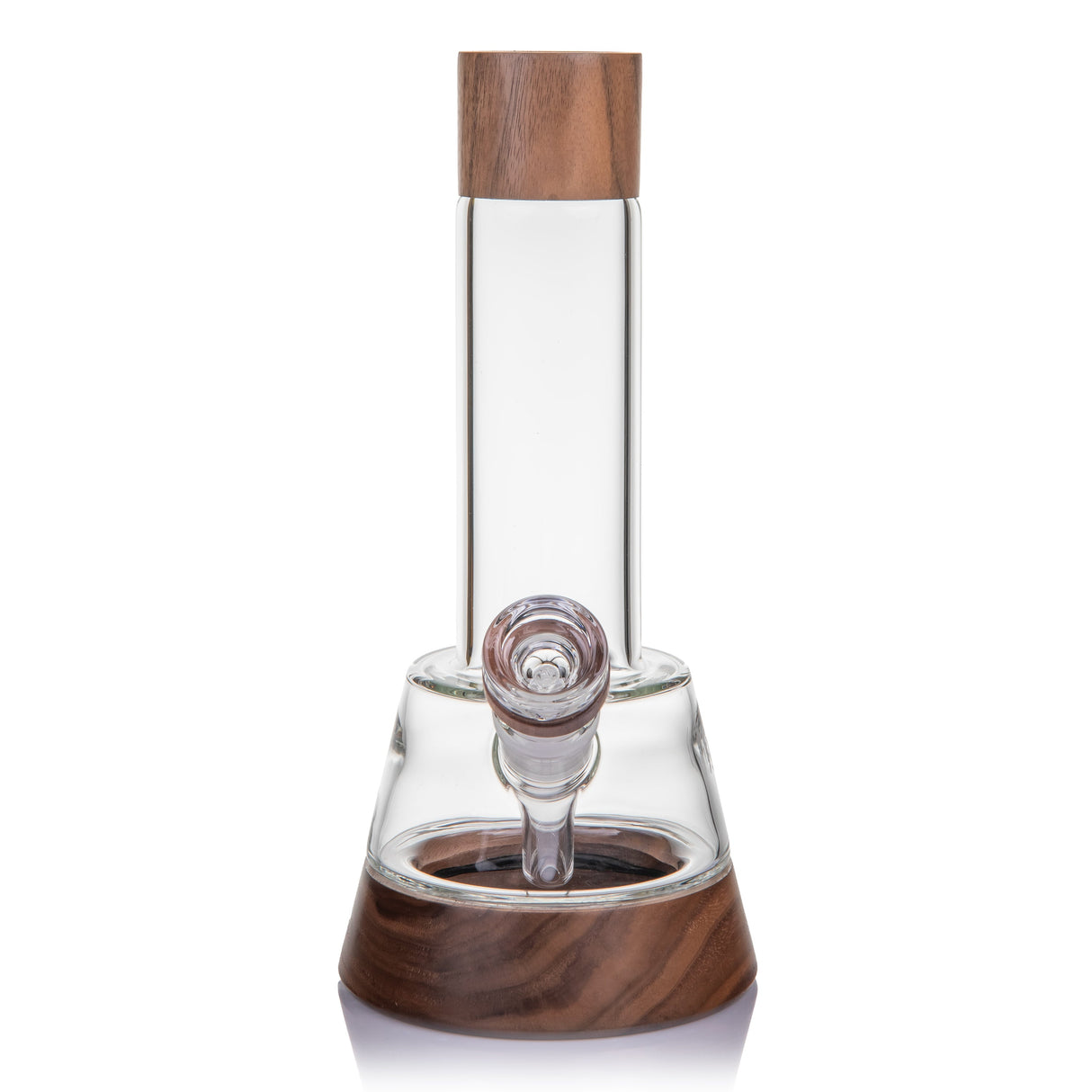 MJ Arsenal Alpine Lookout borosilicate glass water pipe with black walnut wood accents and 14mm bowl