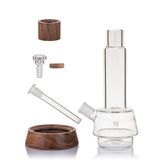 MJ Arsenal Alpine Lookout borosilicate glass water pipe with black walnut wood accents and 14mm bowl