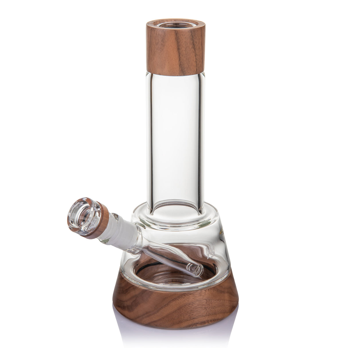 MJ Arsenal Alpine Lookout borosilicate glass water pipe with black walnut wood accents and 14mm bowl