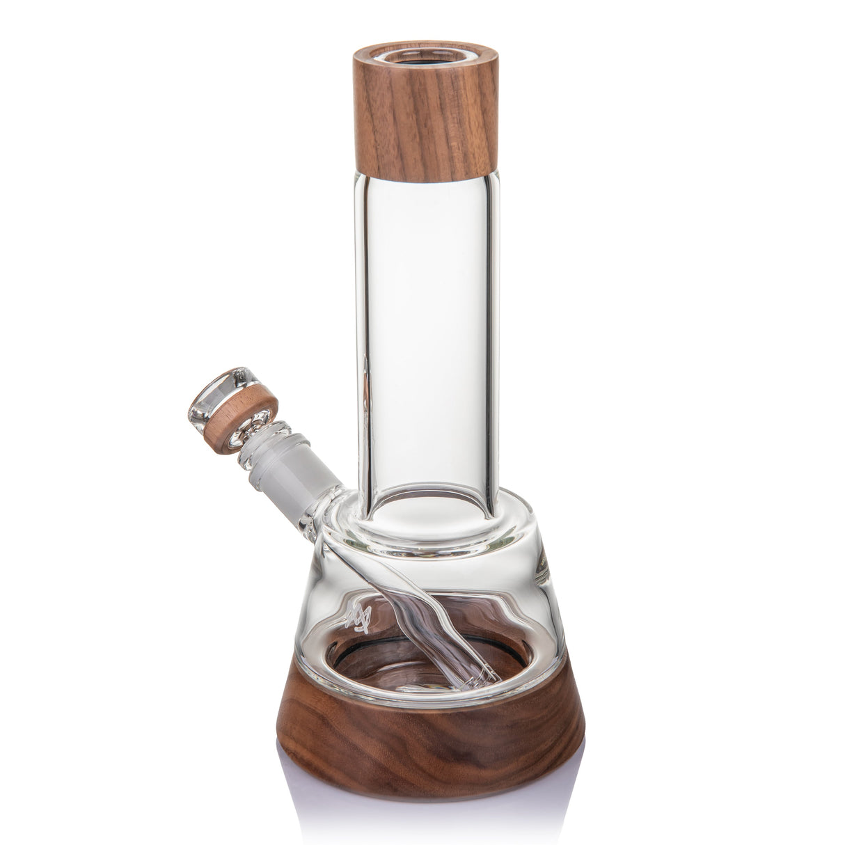 MJ Arsenal Alpine Lookout borosilicate glass water pipe with black walnut wood accents and 14mm bowl