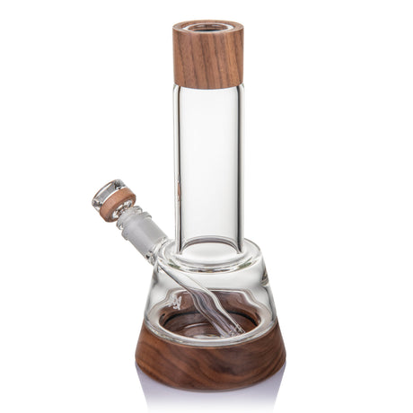 MJ Arsenal Alpine Lookout borosilicate glass water pipe with black walnut wood accents and 14mm bowl