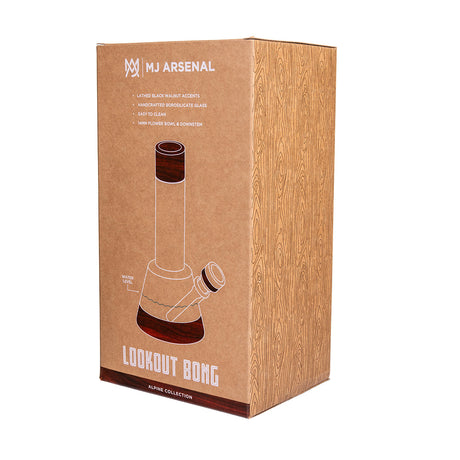 MJ Arsenal Alpine Lookout borosilicate glass water pipe with black walnut wood accents and 14mm bowl