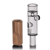 MJ Arsenal Ridge Chillum Taster One Hitter with Borosilicate Glass and Wooden Cap, Front View