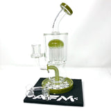 AFM Glass Bong displayed on a 5.5" AFM Mood Mat, front view on white background