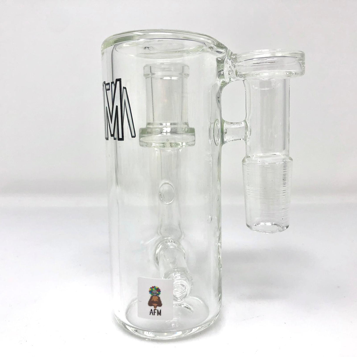 AFM 4" Inline Perc Glass Ash-Catcher, 14mm Joint, Durable Borosilicate, Front View