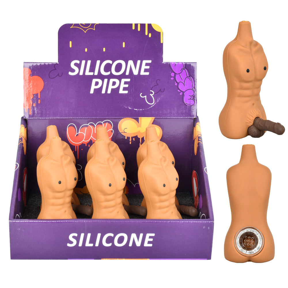 6PC DISP - Chiseled Person w/ Penis Silicone Pipe - 4.25