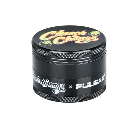 Cheech & Chong's x Pulsar 4pc Metal Grinder, 2.5" Diameter, Black, Front View