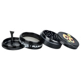 Cheech & Chong x Pulsar Metal Grinder Display, Black 4-Part 2.5" Diameter, Disassembled View