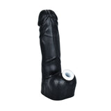 Ding-a-Ling Silicone Water Pipe in Tan and Black, 6.75" tall with 14mm Female Joint, Side View