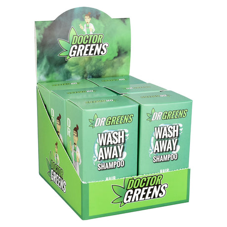 6PC Dr. Greens Wash Away Shampoo 1oz display, detox cleanse product front view