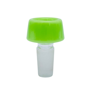 MAV Glass 7 Hole Pro Bowl in 14mm size, vibrant green, front view on a seamless white background