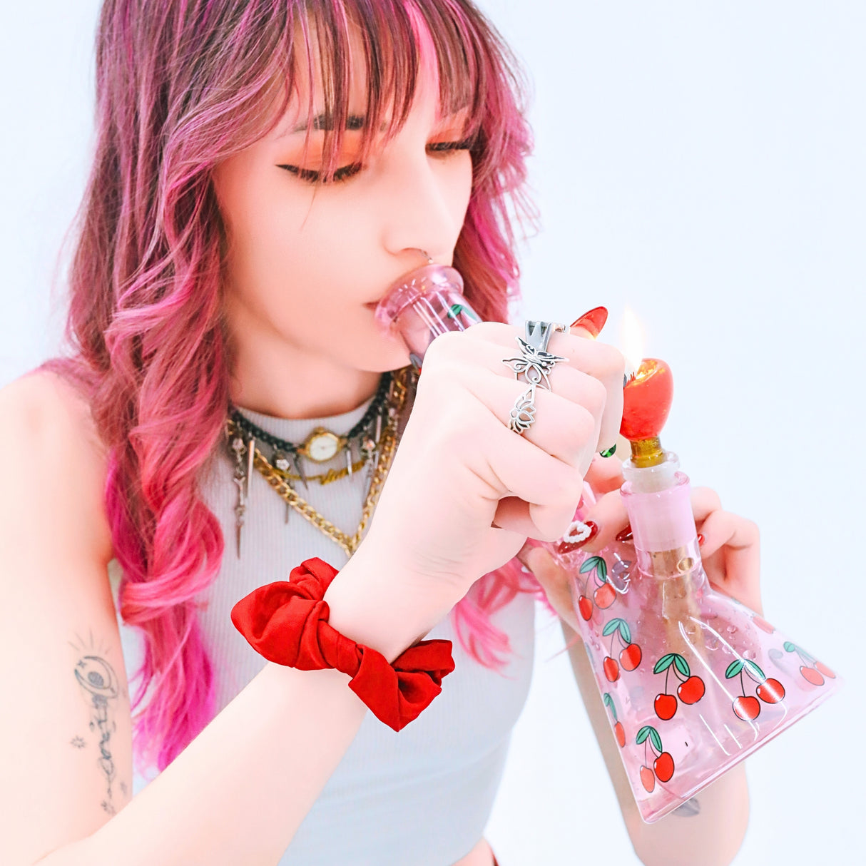 Life Is A Bowl Of Cherries Beaker Water Pipe | 10" | 14mm F