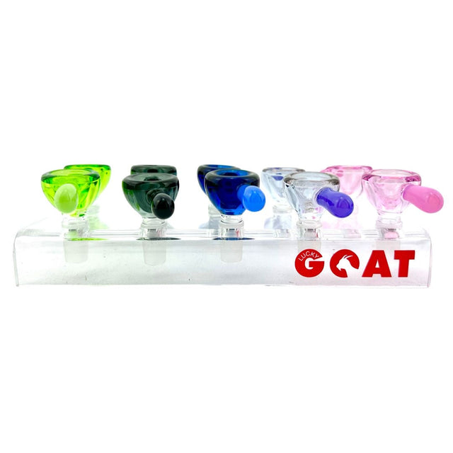 Assorted TRAY LG Lucky Goat Slide Handle Bowls in 14mm, front view on white background