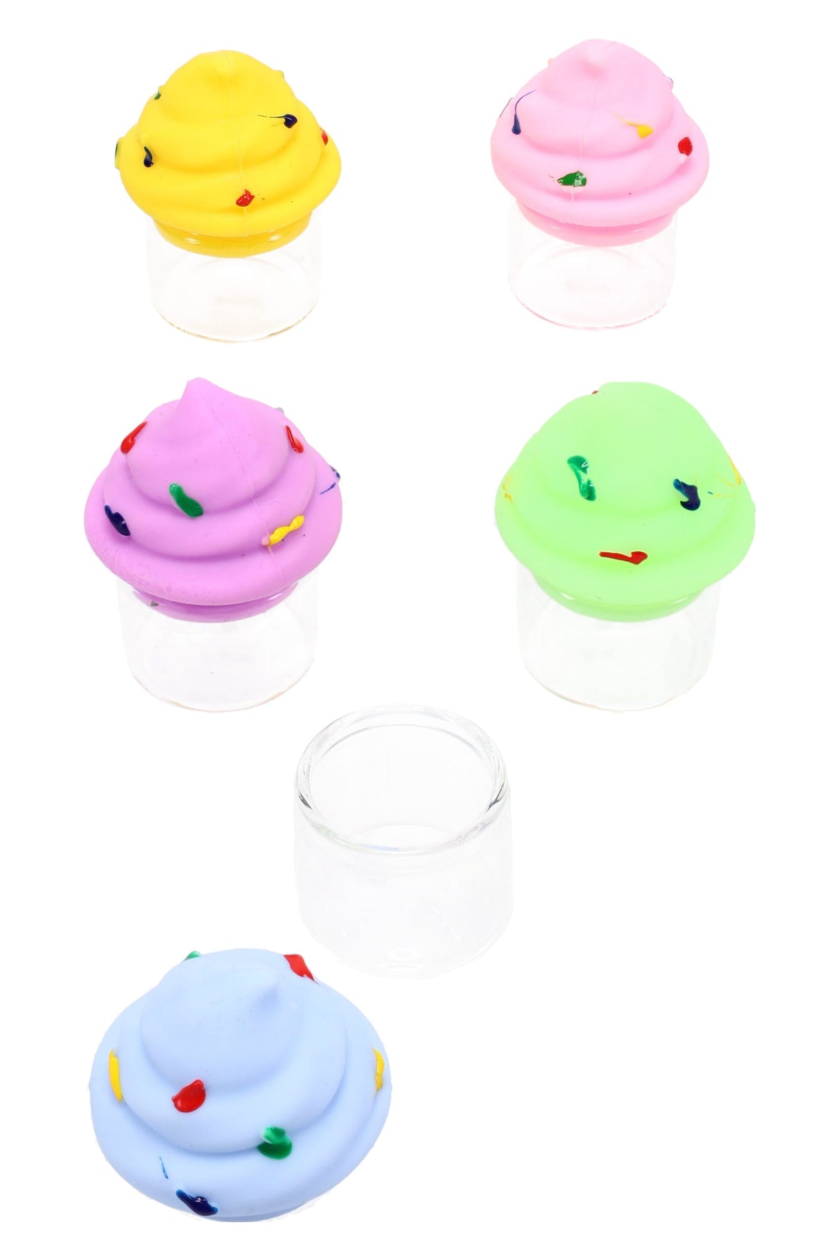 Glass Jar – Ice Cream Silicone Lid – 1.75″ - Assorted Colors