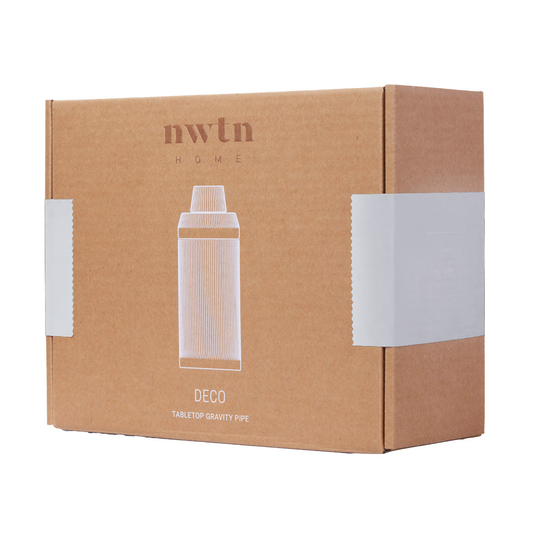 NWTN Home Deco Gravity Pipe packaging, front view on seamless white background