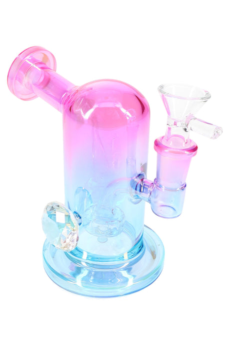 Multicolor Metallic Glass Mini Bong “Gem Glow” – Showerhead Perc – 5″