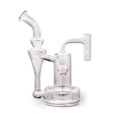 The Stash Shack 7.25" Matrix Recycler Water Pipe Front View for Dab Rigs with Clear Glass