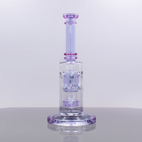 The Stash Shack 7.8" Swiss Guard Dab Rig with Showerhead Percolator & Purple Accents, front view