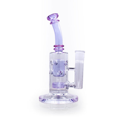 7.8" Swiss Splash Guard Dab Rig by The Stash Shack with Showerhead Percolator, front view on white background