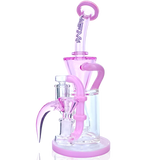 10" AFM Glass Dab Rig with Drain Incycler, Showerhead Perc, and Pink Accents - Front View