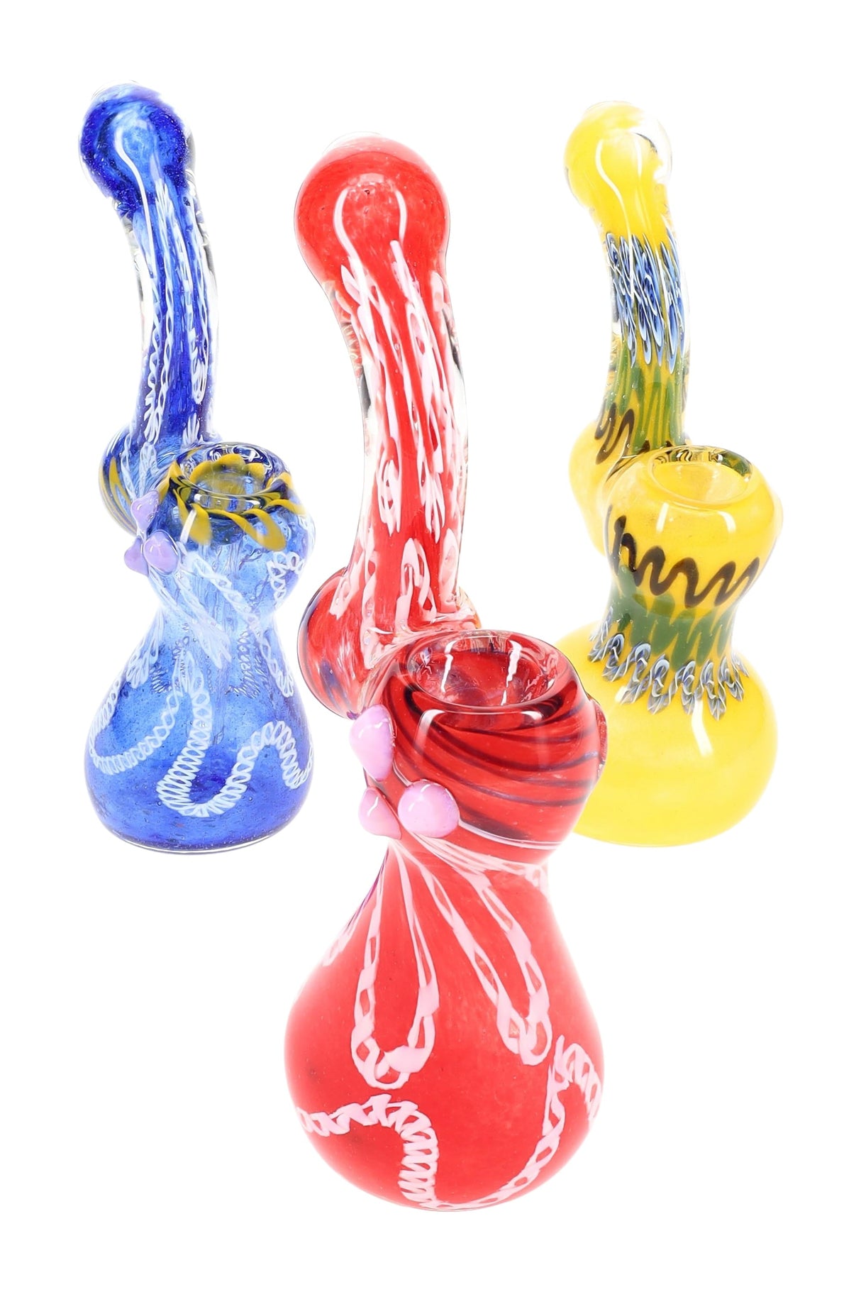 Frit Glass Sherlock Bubbler “Candy Twist” – Large – Assorted Colors